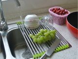 Extra Large Stainless Steel Dish Drying Rack Roll Up Folding Over the Sink Multipurpose Roll Up Dish Drying Rack