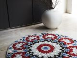 Fall Jelly Bean Rugs Round Nomad Rugs Blue Red and Grey Floor Candy