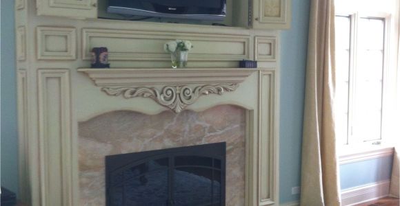 Fireplace Store San Diego Old town Custom Distressed White Fireplace Surround Marble Inlay Around