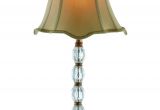 Flambeau Buffet Lamps Oval Crystal Lamp with Black Square Footed Base and Gold Shade