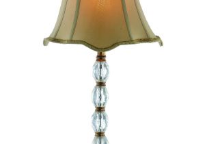 Flambeau Lamps Oval Crystal Lamp with Black Square Footed Base and Gold Shade