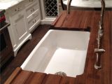 Floor and Decor butcher Block Countertops Maple Wood Plank Counter top Mixed White Fiberglass Apron Sink