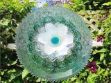 Flower Plates Garden Art Teal Garden Art Plate Glass Flower Yard Suncatcher Upcycled