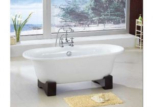 Foot Bathtub Wood Abbeville Free Standing Bath with Wooden Feet 1725mm