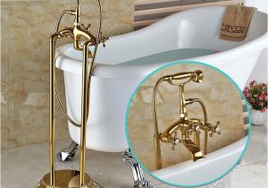 Freestanding Bath Filler Faucet Modern Freestanding Dual Cross Handles Bathtub Faucet Tub