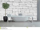 Freestanding Bathtub Against Wall Modern Bathroom Interior with Freestanding Tub Stock Image