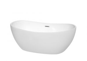 Freestanding Bathtub Drain Kit 60" Freestanding Bathtub In White with Drain and Overflow Trim