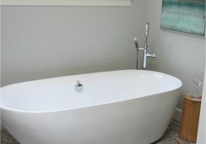 Freestanding Bathtub Enamel Bathroom with Freestanding Tub On Pebble Tile Floor and