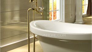 Freestanding Bathtub Faucet Gold Luxury Golden Vintage Handle Freestanding Bahttub Faucet