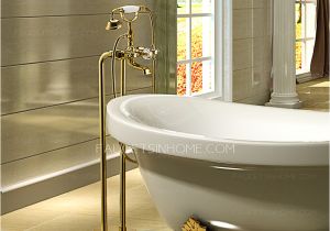 Freestanding Bathtub Faucet Gold Luxury Golden Vintage Handle Freestanding Bahttub Faucet