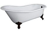 Freestanding Bathtub Faucet Oil Rubbed Bronze 61" Cast Iron Slipper Clawfoot Freestanding Tub with No