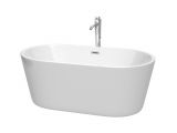 Freestanding Bathtub Flexible Drain 60" Carissa Freestanding Bathtub In White with Drain and