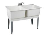 Freestanding Bathtub P Trap White Double Sink Freestanding Faucet Laundry Wash Room