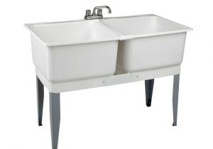 Freestanding Bathtub P Trap White Double Sink Freestanding Faucet Laundry Wash Room