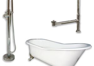 Freestanding Bathtub Packages Cast Iron Slipper Tub 67" Freestanding Tub Filler Shower