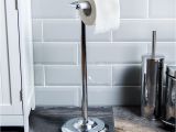 Freestanding Bathtub Tray toilet Paper Holder Roll Tissue Floor Stand Freestanding