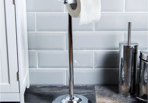 Freestanding Bathtub Tray toilet Paper Holder Roll Tissue Floor Stand Freestanding