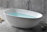 Freestanding Bathtub with Center Drain Oval Freestanding soaking Bathtub Stone Resin with Center