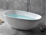 Freestanding Bathtub with Center Drain Oval Freestanding soaking Bathtub Stone Resin with Center