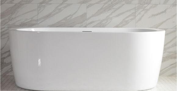 Freestanding Bathtub with End Drain Augusta59e 59 Inch Long End Drain High Gloss White