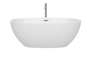 Freestanding Bathtub with Faucet Included 63" Juno Freestanding Bathtub In White with Floor Mounted