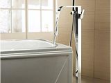 Freestanding Bathtub with Faucet Included Chrome Finished Freestanding Tub Filler Floor Standing