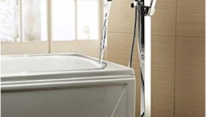 Freestanding Bathtub with Faucet Included Chrome Finished Freestanding Tub Filler Floor Standing