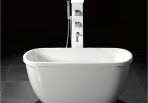 Freestanding Bathtubs Faucets 55" Small Acrylic Modern Free Standing Bathtub & Faucet
