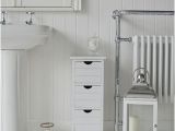 Freestanding Narrow Bathroom Cabinet Portland Narrow White Bathroom Storage with 3 Drawers A