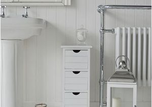 Freestanding Narrow Bathroom Cabinet Portland Narrow White Bathroom Storage with 3 Drawers A
