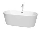 Freestanding Tub Faucet and Drain Carissa 67" Freestanding Bathtub In White with Floor