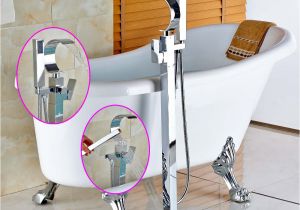Freestanding Tub Faucet with Sprayer C Type Free Standing Bathroom Tub Faucet Chrome Mixer Tap