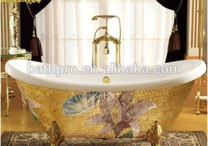 Freestanding Tub Faucets Gold Acrylic Gold Freestanding Deep Portable Bathtub for Sale