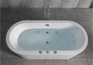 Freestanding Whirlpool Jetted Bathtub Woodbridge 67" X 32" Whirlpool Water Jetted and Air Bubble