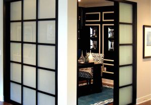 Frosted Glass Interior Closet Doors Wall Slide Doors with Laminated Glass Black Frame Inspirational