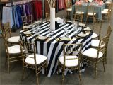 Fruitwood Chiavari Chairs Black White Stripe Linen with Gold Accents On the Table Tabletop