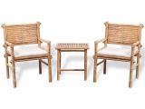 Gar Outdoor Chair Five Piece Garden Outdoor Bamboo Furniture Set Table and 2 Chairs 2