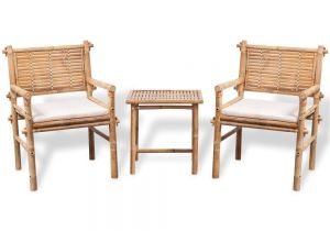 Gar Outdoor Chair Five Piece Garden Outdoor Bamboo Furniture Set Table and 2 Chairs 2