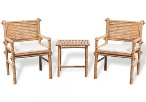 Gar Patio Chairs Five Piece Garden Outdoor Bamboo Furniture Set Table and 2 Chairs 2