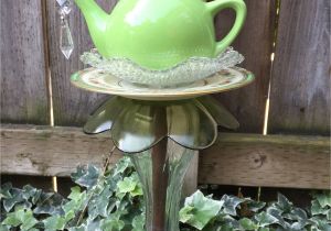 Garden Whimsies Yard Art Tea Pot totem Garden Art Vintage Glass Yard Art by Fancysgarden