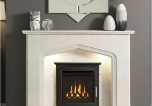 Gas Fireplace with Marble Mantel 52 Aurelia Surround In Manila Micro Marble with Smartsense Lights
