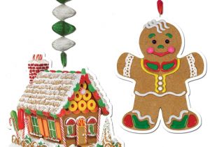 Gingerbread theme Outdoor Decorations Pack Of 24 Gingerbread House Man Christmas Dangler Hanging Party