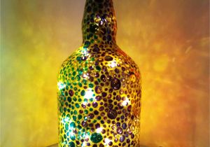 Glass Bottle Decoration Ideas Hand Painted Recycled Glass Bottle with Lights This Bottle is