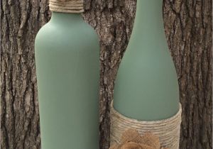 Glass Milk Bottle Decoration Ideas Sage Hand Painted Wine Bottles with Twine and Burlap Flowers Set Of