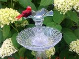 Glass Plate Flower Garden Art Bird Feeder Glass Garden Art Yard Art Repurposed Recycled Up