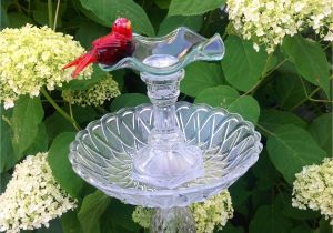 Glass Plate Flower Garden Art Bird Feeder Glass Garden Art Yard Art Repurposed Recycled Up