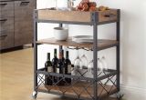 Gold Bar Cart with Wine Rack Eastfield Kitchen Cart with Wood top Cottage Pinterest Kitchen