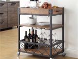 Gold Bar Cart with Wine Rack Eastfield Kitchen Cart with Wood top Cottage Pinterest Kitchen
