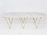 Gold Leaf Coffee Table Chic Alight Oval Marble top Coffee Table with Standard Eased Edge