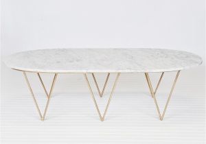 Gold Leaf Coffee Table Chic Alight Oval Marble top Coffee Table with Standard Eased Edge